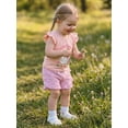 thumbnail image 3 of BemeyourBBs Toddler Baby Girl Silly Goose Outfit Cute Infant Baby Girl Summer Clothes Fly Sleeve Goose Print T-shirt with Plaid Shorts Set Toddler Girls Summer 2-piece Outfit, 3 of 9