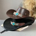 thumbnail image 5 of Homburg Top Hat Victorian Age Cowgirl Hat Ethnic Panama Hat Ethnic Belt, 5 of 11