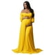 thumbnail image 1 of Vestido de maternidad Fivsole de manga larga de chifón dorado XXL, 1 of 6