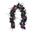 thumbnail image 2 of RBCKVXZ Black Garland Halloween, 5.9Ft Vines Maple Leaf with Purple Rose Flower for Fireplace Stairs Party Hanging Decor, 2 of 6