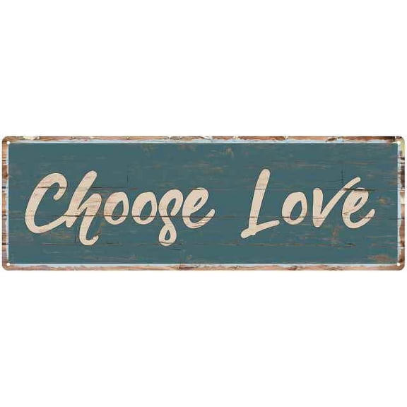 Choose Love Beach Style Wood Look Sign Gift Green 8x24 Metal Decor 108240086040