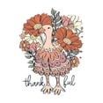 thumbnail image 3 of Women's Casual Crew Neck T-Shirt with Floral Turkey Print, Polyester 95% Spandex 5% Knit Fabric, Medium Stretch, All Season Fashion Top, 3 of 8