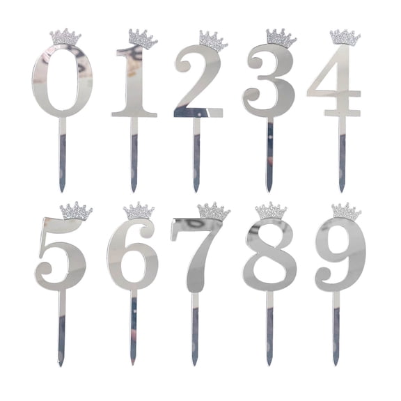 Birthday Number Candle Holder Set, Adjustable Silver Cake Decoration and Candle Base, Cake Number Decor for Party Reusable Number Birthday Candle Holders 1 Set Cakes Accessories