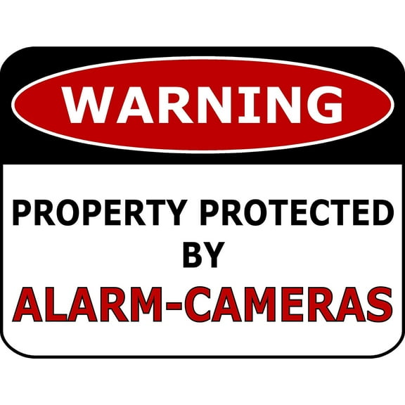 PCSCP Warning Property Protected By Alarm-Cameras 11 inch by 9.5 inch Laminated Funny Sign