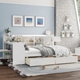 Wooden L-Shape Daybed with Seven Storage Cabinets and Two Storage ...