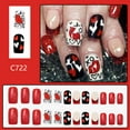 thumbnail image 1 of Uñas Postizas Acrílicas Cortas y Brillantes con Diseño de Corazón para San Valentín (24 Unidades) | Incluye Pegamento de Gelatina, 1 of 7