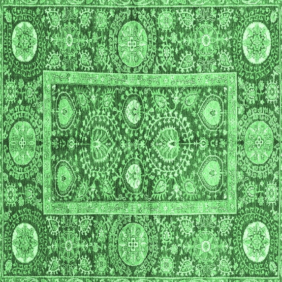 Ahgly Company Indoor Square Oriental Emerald Green Traditional Area Rugs, 8' Square