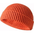 thumbnail image 2 of Morttic Trawler Beanie Hats Knit Cuff Beanie Roll-Up Edge Skull Cap Fisherman Beanie for Men Women (Orange), 2 of 6
