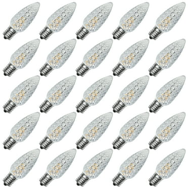 Emitting C9 Christmas LED Light Bulbs, 7W Equivalent Warm White Shatterproof & Waterproof Decorative 25-Pack