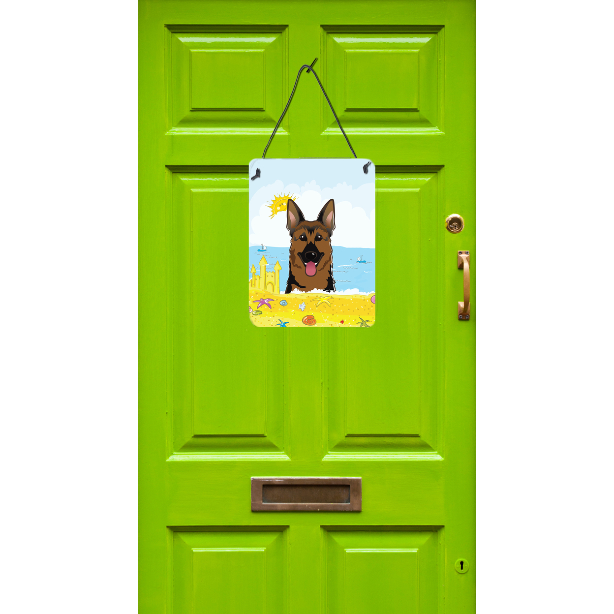 Caroline's Treasures BB2079DS1216 German Shepherd Summer Beach Wall or Door Hanging Prints, 12x16, multicolor