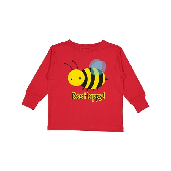 Inktastic Bee Happy Boys or Girls Long Sleeve Toddler T-Shirt