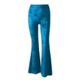 thumbnail image 4 of QHFBli Women's Velvet Elastic Waist Flare Leg Palazzo Long Pants Stretchy Slim Bell Bottom Trousers Palazzo Casual Pants, 4 of 6