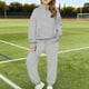 thumbnail image 1 of Conjunto de sudadera deportiva de manga larga con cuello vuelto para niños de 5 a 14 años, de color liso, para niñas y niños, conjunto de dos piezas con cuello alto y manga larga, tops y pantalones pa, 1 of 9