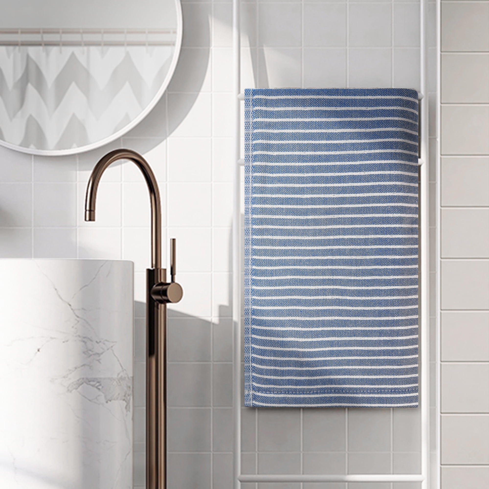 REGALWOVEN 100% Cotton Bathroom Hand Towels Absorbent Quick Drying Towel Sets for Gym, Spa, Hotel, 14" x 30" Blue 4