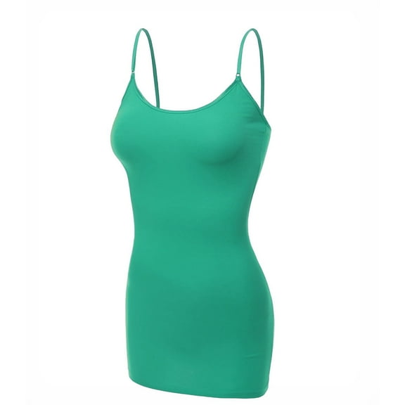Essential Basic Women's Basic Casual Long Camisole Cami Top Regular Sizes - Green, S