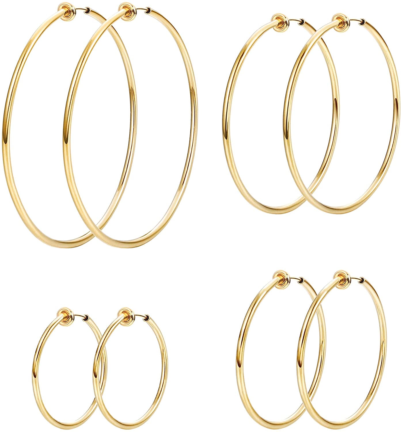 Jstyle Womens Stainless Steel Pierced Large Hoop Earrings with Rhinestone 