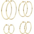 thumbnail image 3 of Jstyle 4 Pairs Stainless Steel Clip On Hoop Earrings for Women Fake Hoop Earrings Spring Hoop Earrings For Non-Pierced Ears, 3 of 12