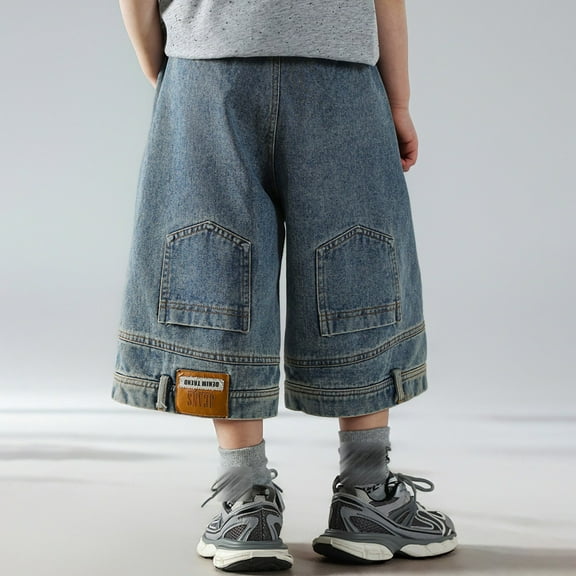 Boys Jean Shorts Relaxed Fit Baggy Denim Shorts with Pocket Boys Summer Clothes Teen Boys Shorts Size 12-13 Years