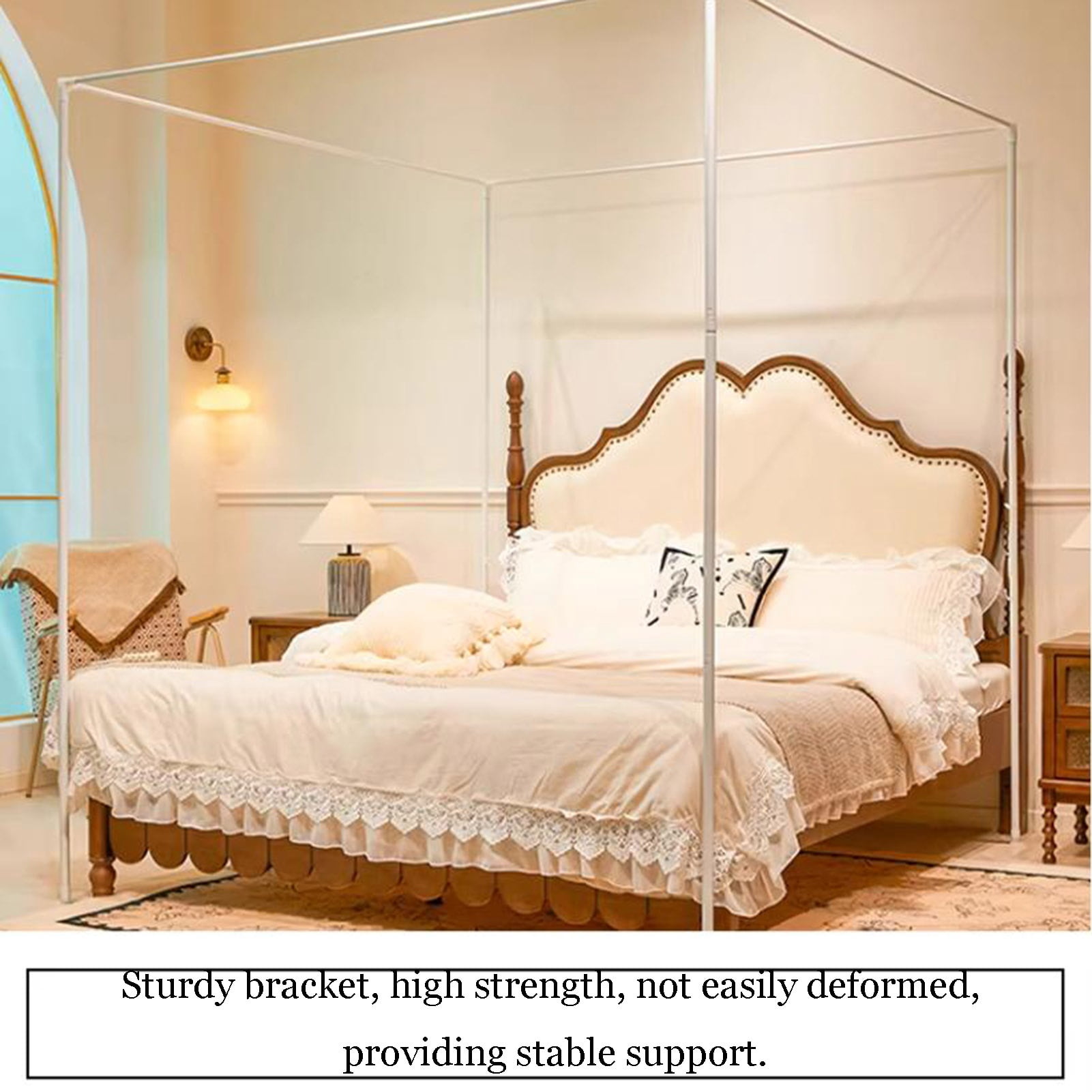 Bed Curtain Mosquito Net for Bedroom Decorative,Canopy Netting Bed Curtain,Breathable Mesh, 3 Side Openings for Girls' Adult Bedroom Decor