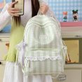 thumbnail image 3 of Women Bow Print Backpack with Lace Trim, Large Capacity Multi-Pockets School Bag for Travel Outdoor (Green 430*300*130), 3 of 9