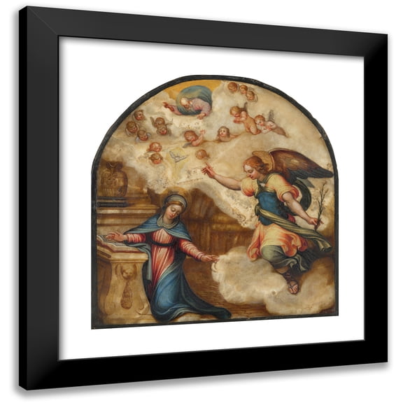 Tuscan School 12x13 Black Modern Framed Museum Art Print Titled - The Annunciation (16th Century)