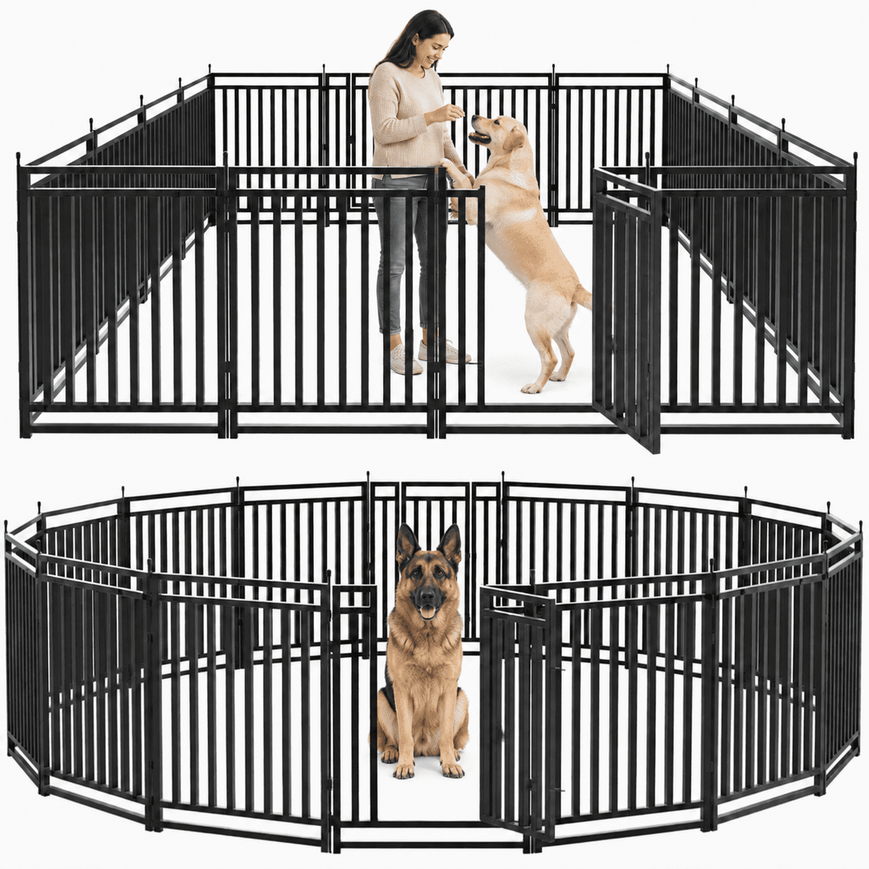 SPZONE 40" Portable Metal Dog Pen, 16 Panels for Outdoor Yard or RV Camping, Black/Silver