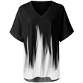 thumbnail image 5 of Summer Tops for Women Casual Flame Printed Tunic Short Sleeve V Neck Loose Fit T-Shirts Color Block Blouses, 5 of 6