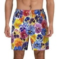 thumbnail image 3 of Uemuo The Garden Tricolor Pansy Flower Pattern Mens Swim Trunks Quick Dry Board Shorts with Mesh Lining, Stretch Beach Shorts Quick Dry No-Chafing Board Shorts-XX-Large, 3 of 9