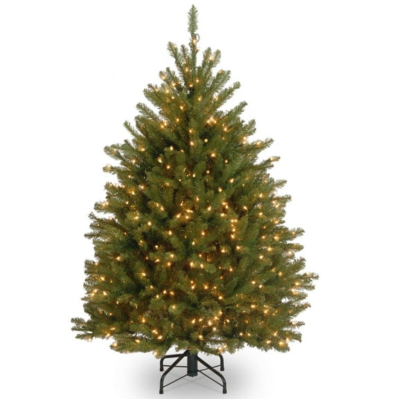 National Tree Company Pre-Lit Artificial Mini Christmas Tree, Green, Dunhill Fir, Clear Lights, Includes Stand, 4 Feet