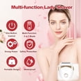 thumbnail image 2 of Afeitadora eléctrica para mujer, depilación facial, afeitadora eléctrica en seco y húmedo, recortadora de bikini para brazos, piernas, rostro y axilas (blanca), 2 of 5
