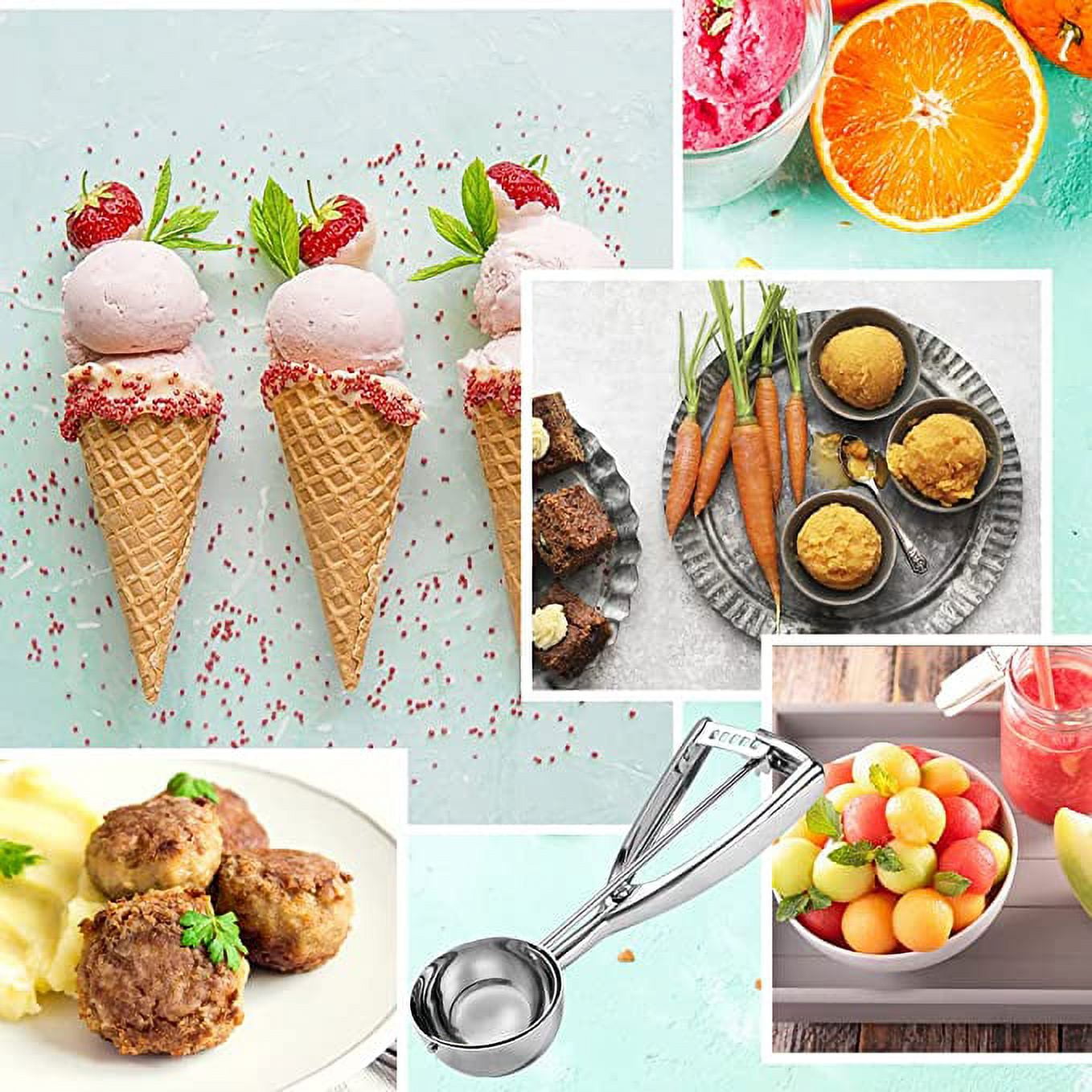 Leden Ice Cream Scoop with Trigger Metal Ice Cream Scooper Spoon Stainless  Steel, Durable Cookie Scoop, Perfect for Melon, Meat Balls, Easy and Quick