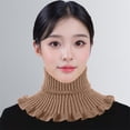 thumbnail image 1 of Xinmf Ladies Detachable False Turtleneck Collar Soft Knit Ruffled Edge Dickey Collar Stretch Fake Neck Warmer for Clothing Layering A111-Khaki One Size, 1 of 1