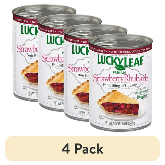 (4 pack) Lucky Leaf Premium Strawberry Rhubarb Fruit Filling and Topping, 21 oz Can
