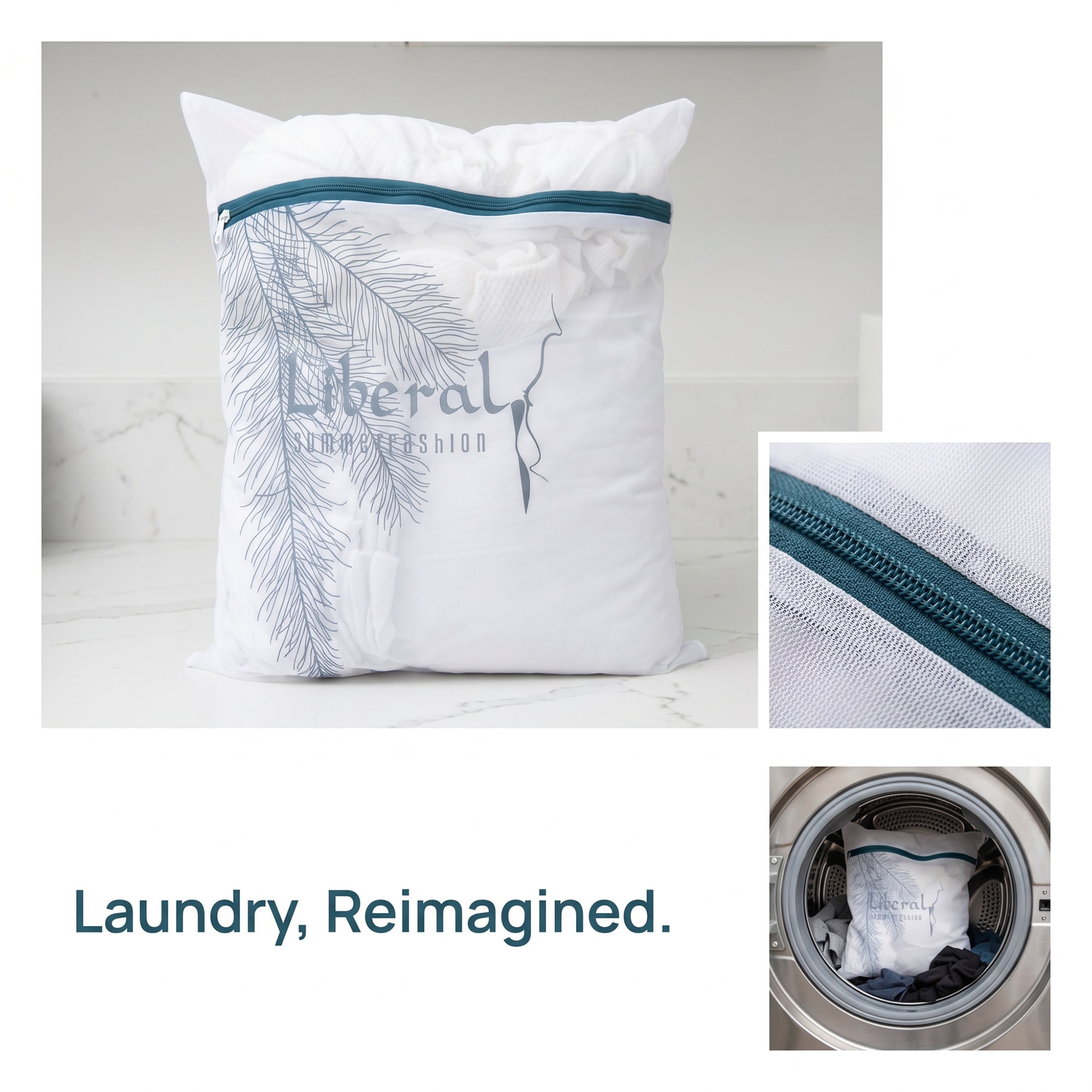 Unique Bargains 2Pcs Mesh Laundry Bags for Delicates Protect Garments White 11.8" x 15.7"