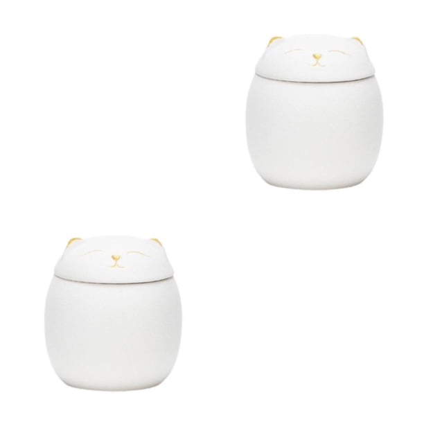 Injueey Botes de cerámica para cocina, gran capacidad, resistentes y duraderos, portátiles, a prueba de humedad, lindo blanco, 500ml blanco 500ml 2Conjunto