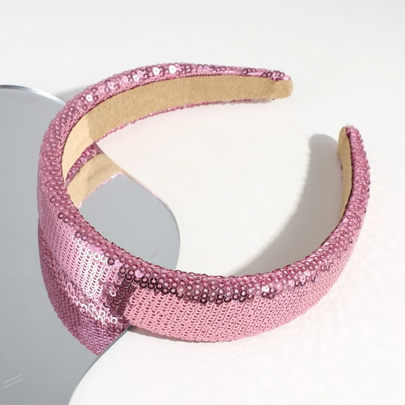 QIDITONG Sparkly Sequin Headband for Women and Girls Glitter Padded Hairband for Fashionable Hair Accessories Elegant Wide Headpiece