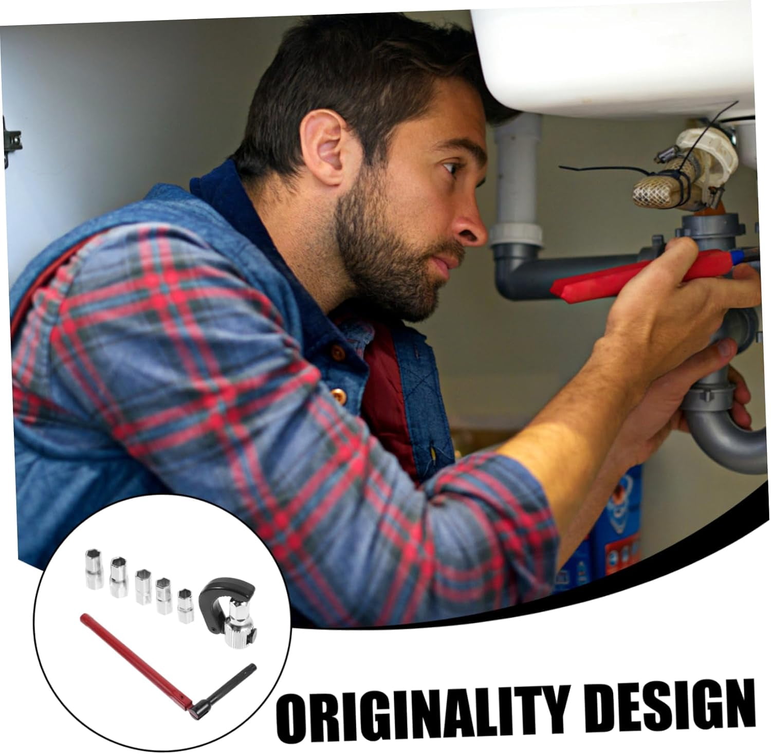 1Set Adjustable Wrench for Plumbing Repair Multi-Use Sink Tool for Bathrooms and Kitchens Portable Faucet Wrench for Easy Disassembly and Installation of Water Pipes and Fixtures