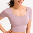 thumbnail image 5 of Joernso Yoga Tops Short Sleeve Breathable Nylon Bulid in Bra Workout Sport Shirts for Women, 5 of 8