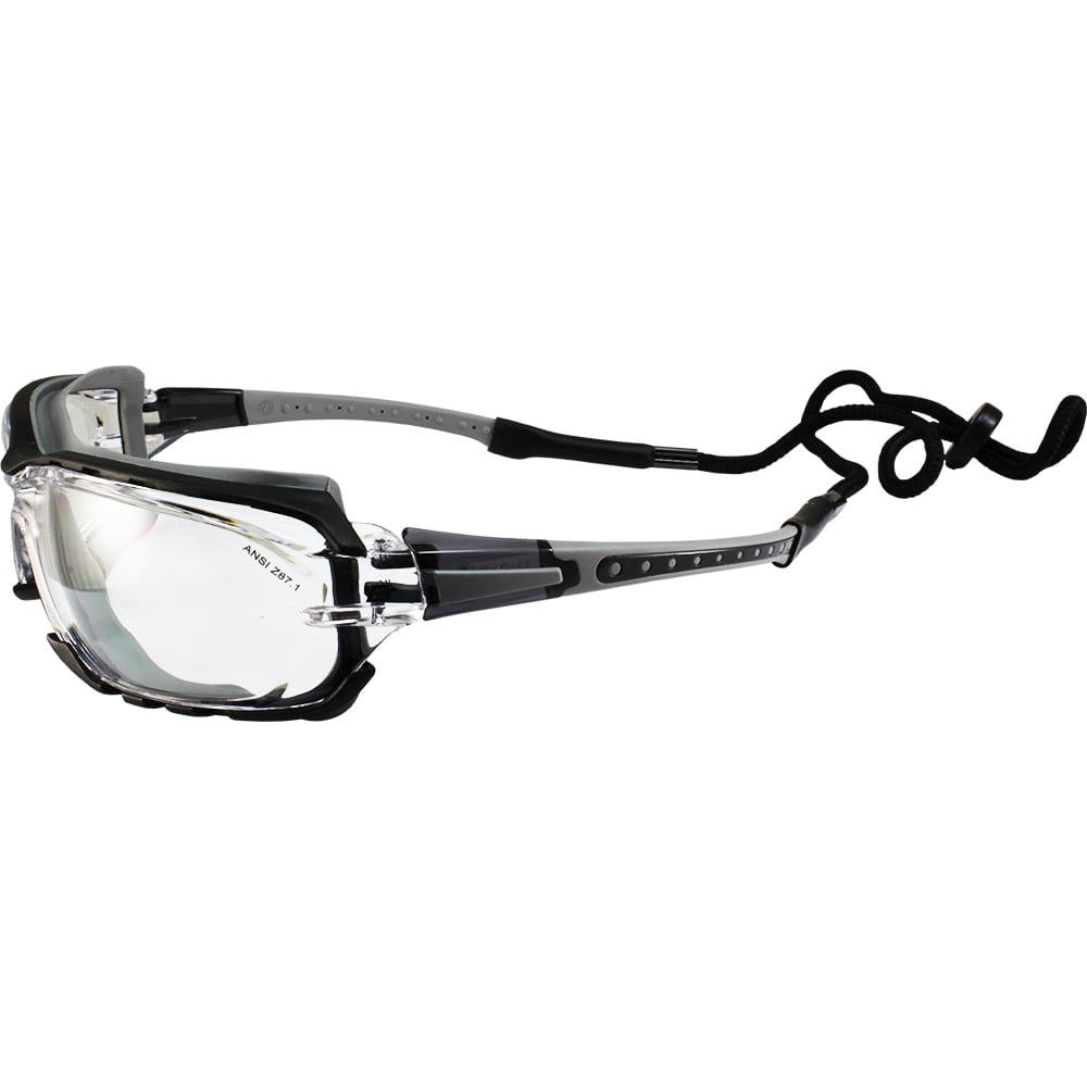 Yellow Birdz Eyewear Gasket Safety Padded Motorcycle Sport Sunglasses Grey with Clear Lens 