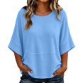 thumbnail image 2 of Endives Women's Short Sleeve T-shirt Solid Color Bell Sleeve T Shirt Summer Top Casual Crewneck Half Sleeve Tee Loose Basic Top T Shirts for Women M, 2 of 5