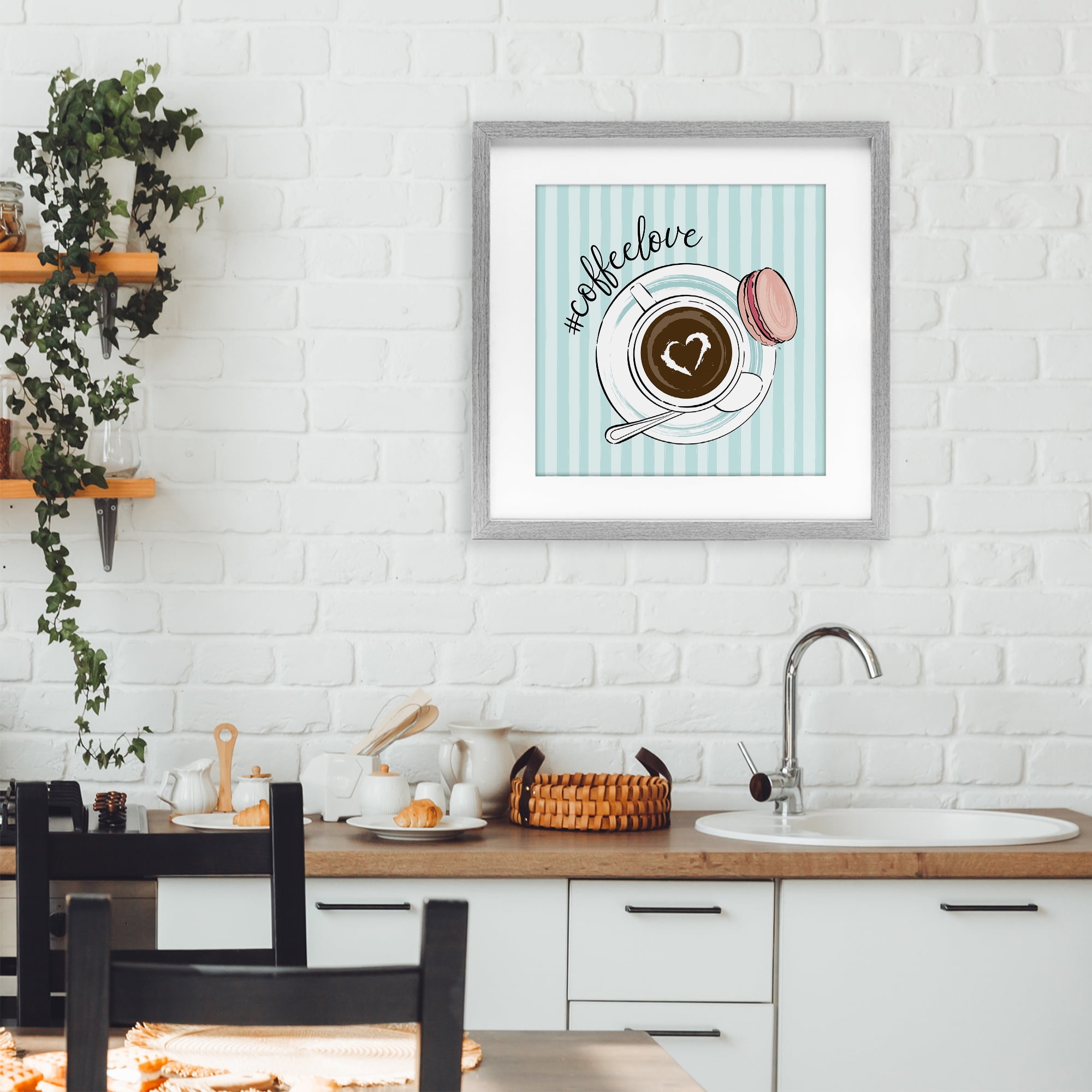 Stupell Industries Coffee Love Hashtag Gray Framed Print Under Glass, design by Martina Pavlova