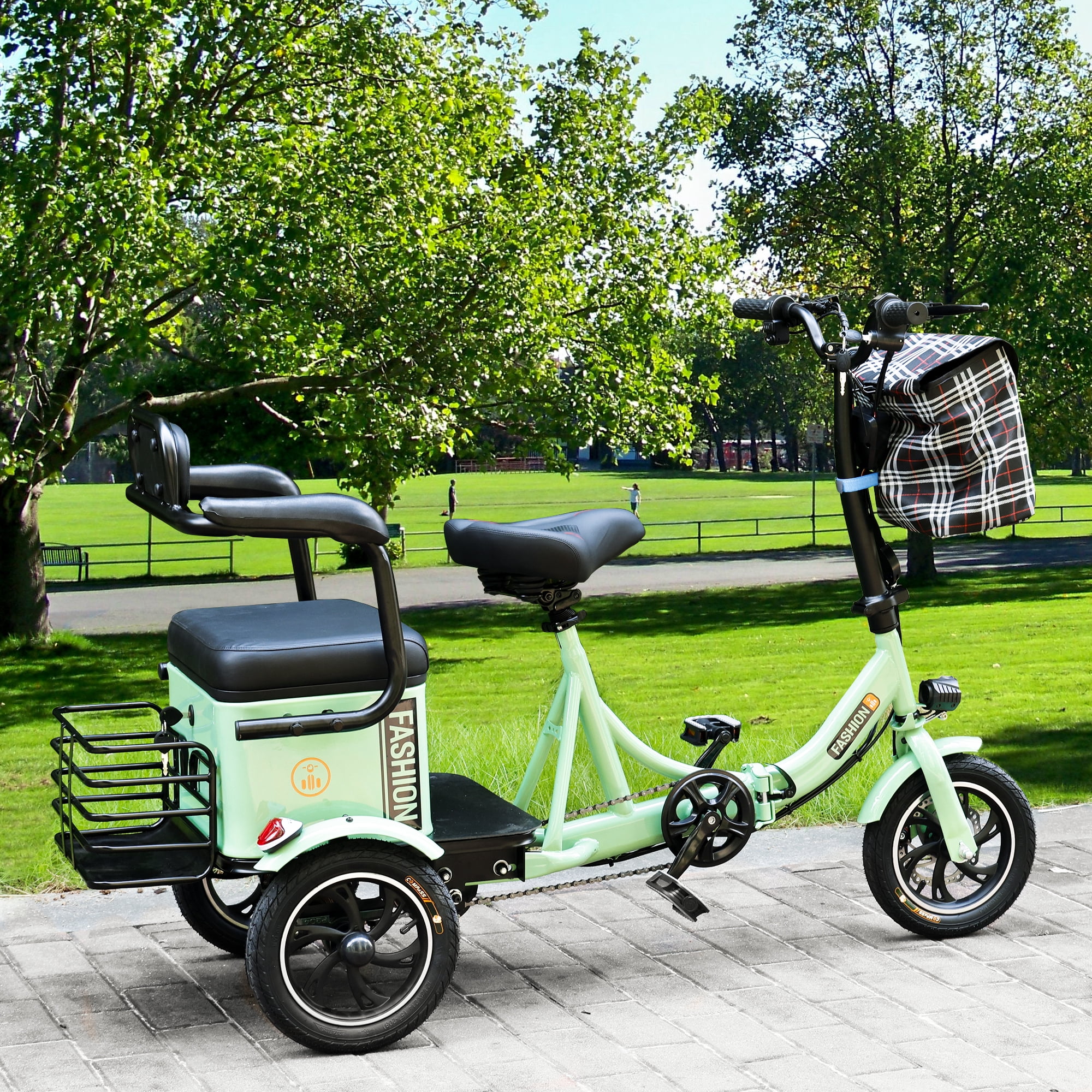 ARTUDATECH Electric Trike, Electric Tricycle for Adult, 400W 48V Foldable 3 Wheel Electric Bikes, Motorized Tricycle Adult Electric Three Wheels Bicycle for Adult Senior With Rear Seat