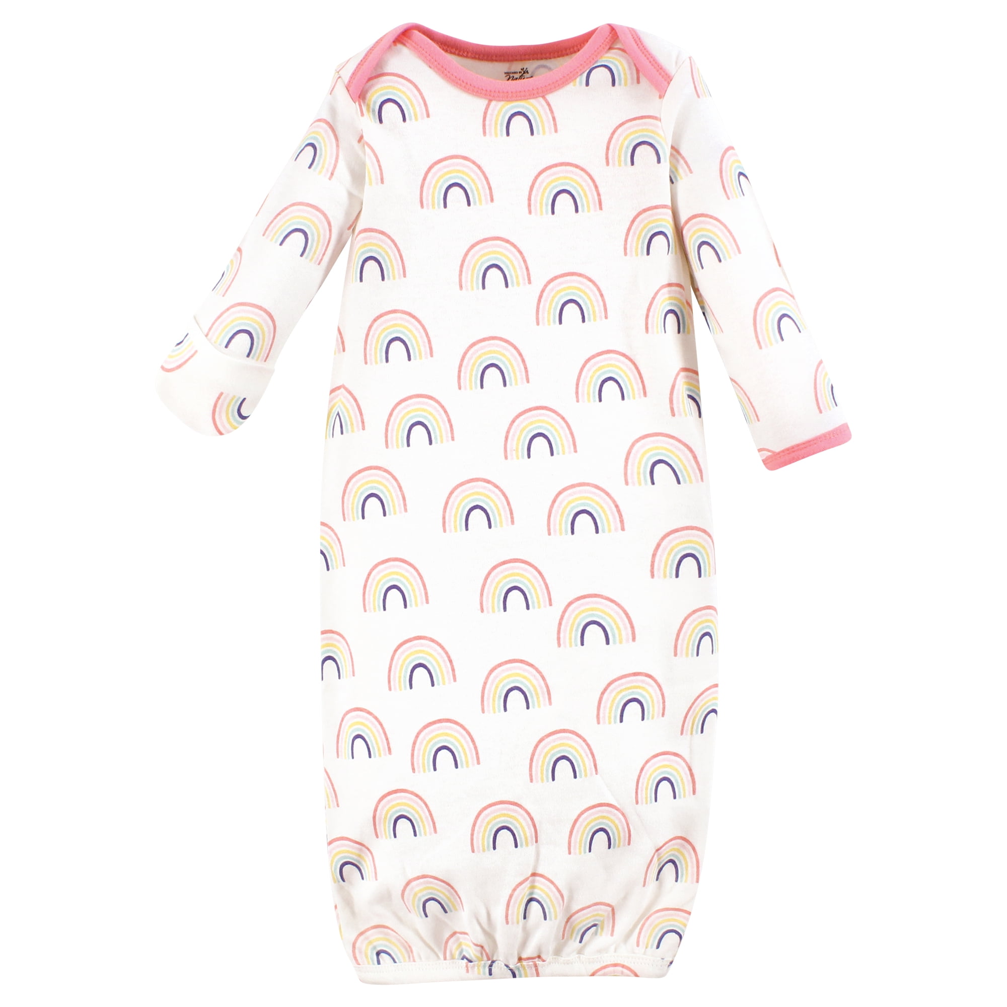 Touched by Nature Baby Girls Organic Cotton Gowns, Rainbows And Sunshine, 0-6 Months