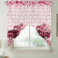 thumbnail image 2 of Valentine's Day Swag Curtains for Kitchen/Bedroom/Living Room, Pink Romantic Truck Love Roses Red Plaid Scalloped Curtains 63 Inch Long, Window Swag Topper Curtains Valances 2 Panels Set 36"x63", 2 of 8