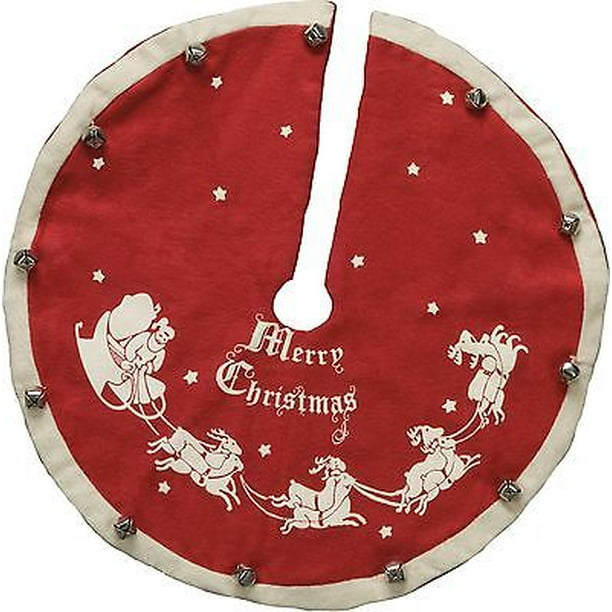 Vintage Style Santa with Sleigh Merry Christmas Red Mini Christmas Tree