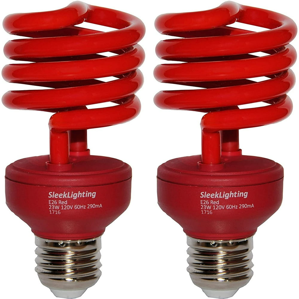 SleekLighting 23 Watt T2 RED Light Spiral CFL Light Bulb, 120V, E26
