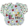thumbnail image 1 of Abstract Kids Art Smock Apron - Apple Print Long Sleeve Waterproof Bib for Painting, Feeding and More - 2 Pockets - Microfiber with Vinyl Lining - Small, 1 of 7
