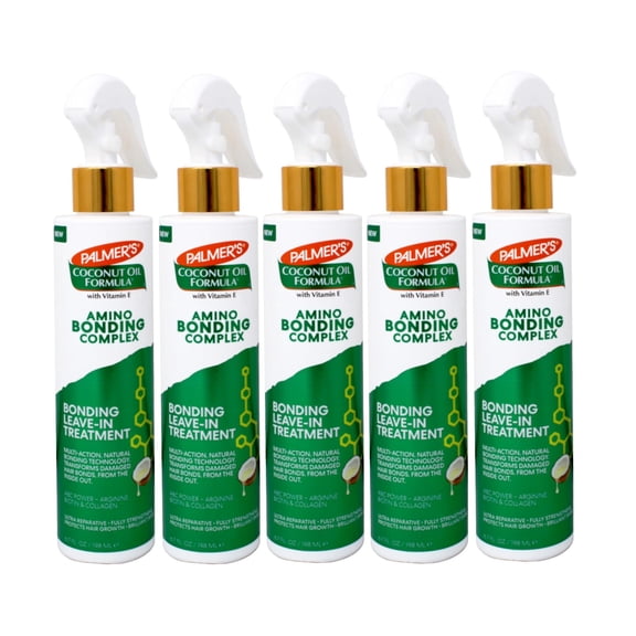 5 Pack Palmer's Amino Bonding Complex Hair Treatment, Leave-In Conditioner Spray with Coconut Oil & Vitamin E Heat Protectant Anti Frizz, Strengthens & Protects Hair Growth, All Hair Types, 6.7 fl. oz