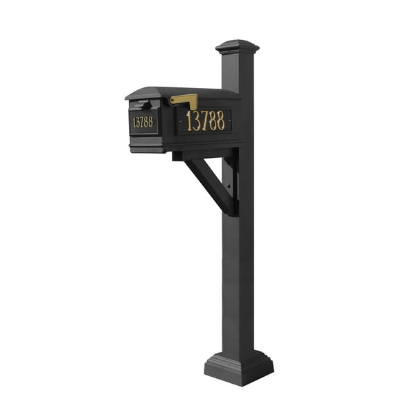 Westhaven System with Lewiston Mailbox, (3 Cast Plates) Square Collar & Pyramid Finial in (Black)