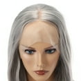 thumbnail image 4 of Unique Bargains Lace Front Lightweight Wigs Medium Long Straight Bob for Women Gray, 4 of 8